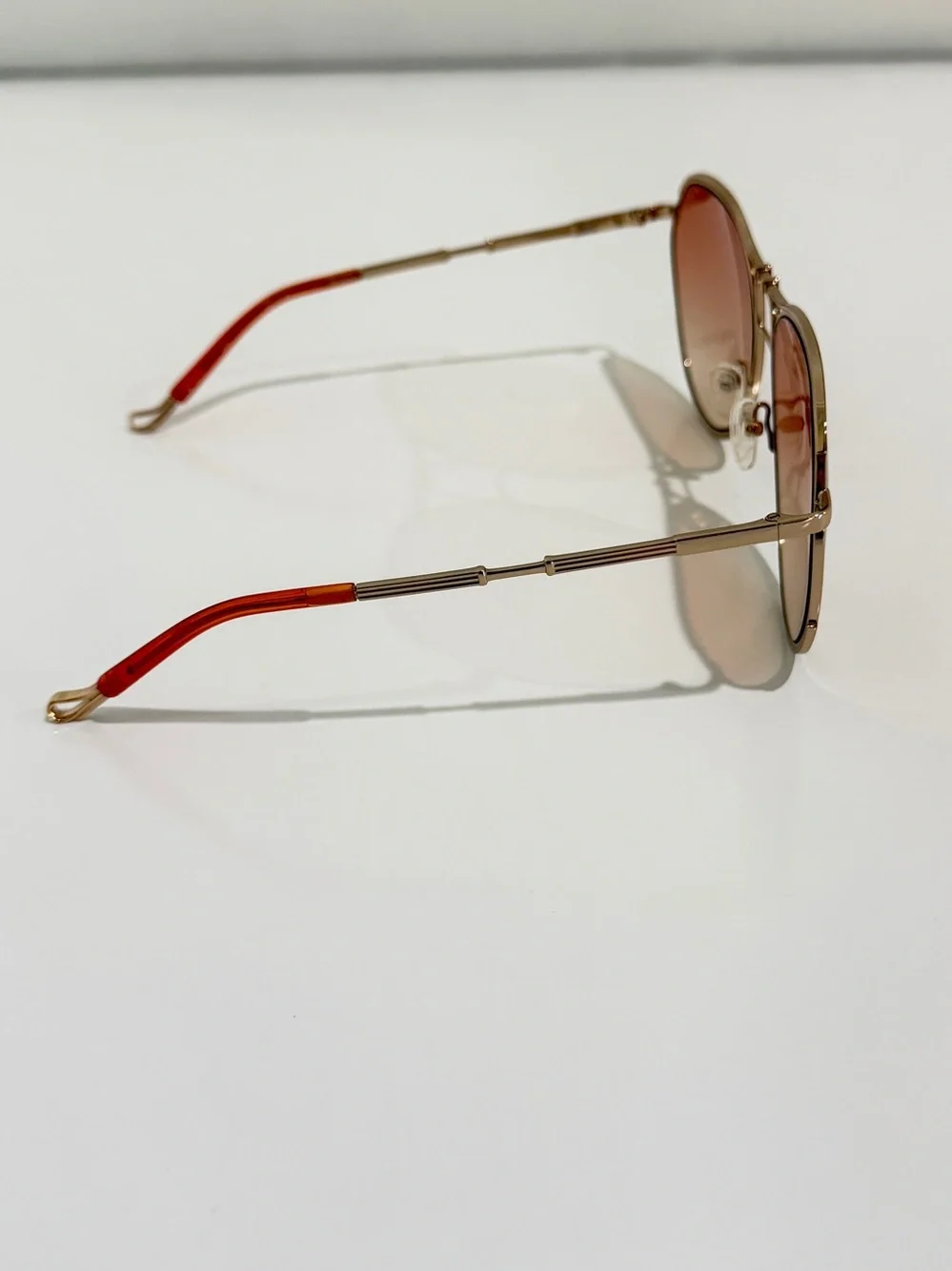 NWT Matthew Williamson Linda Farrow Holly Aviator Sunglasses Gold Peach Full Set